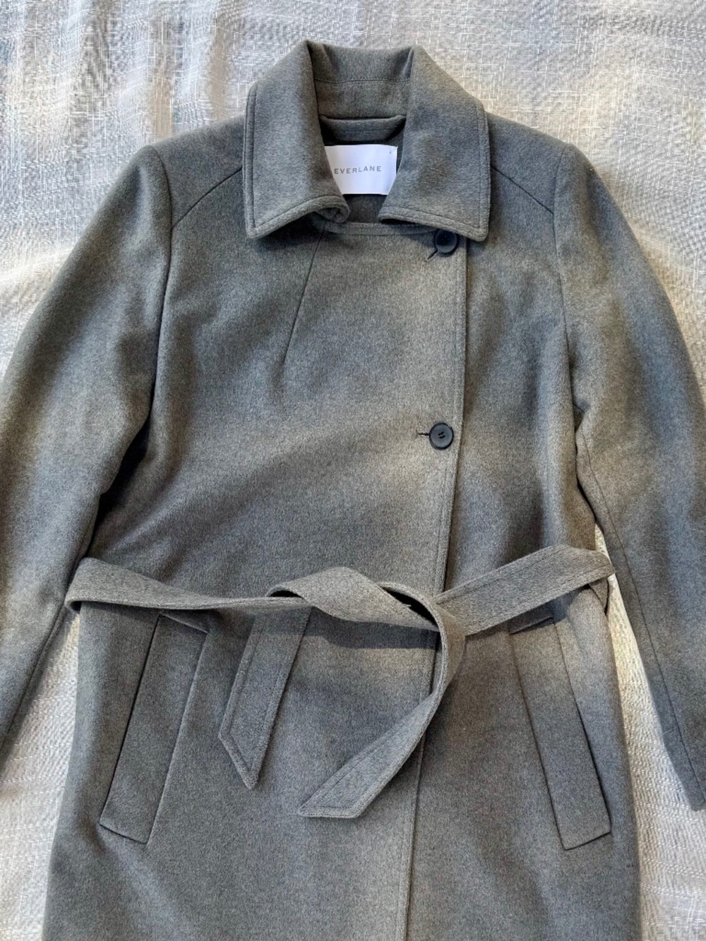 Everlane Wool Cashmere Blend Trench Coat Gray Small
